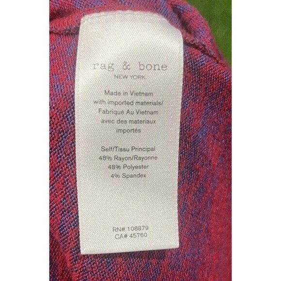 rag & bone THE ESSENTIAL Texture LONG Sleeve TEE TOP T-SHIRT Fushia And Purple M - Picture 8 of 11